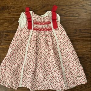 Red and White Floral Kids Dress